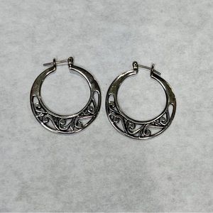 Sterling Silver Filigree Hoop Earrings